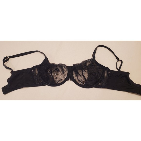 Natori 34DD Black Lace Demi Cup Sexy Bra Lingerie - Picture 4 of 5